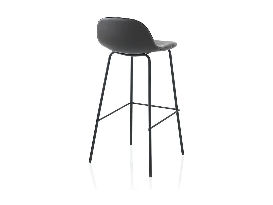 Set aus 2 gepolsterten Kunstleder- und Metallhockern Sting - Grau