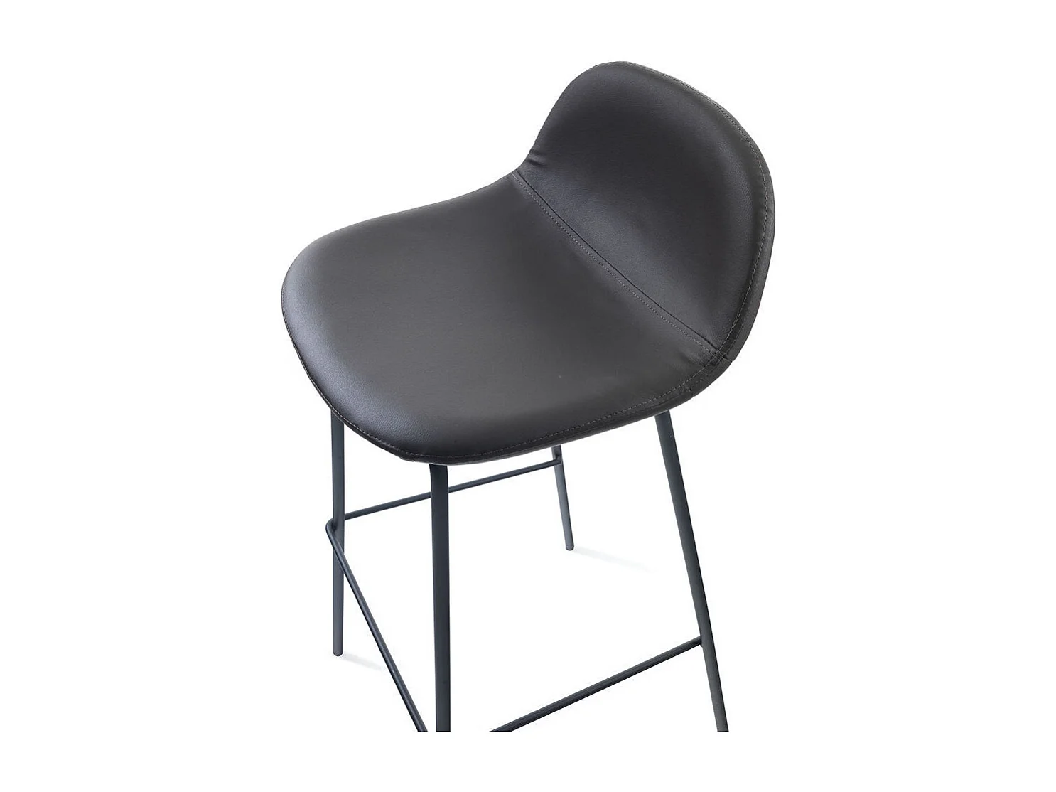 Set aus 2 gepolsterten Kunstleder- und Metallhockern Sting - Grau