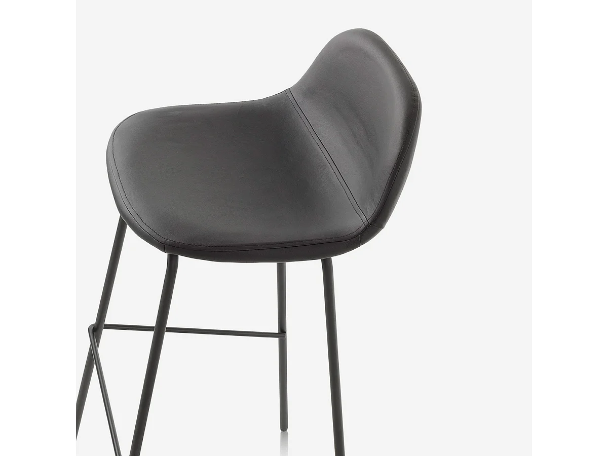 Set aus 2 gepolsterten Kunstleder- und Metallhockern Sting - Grau