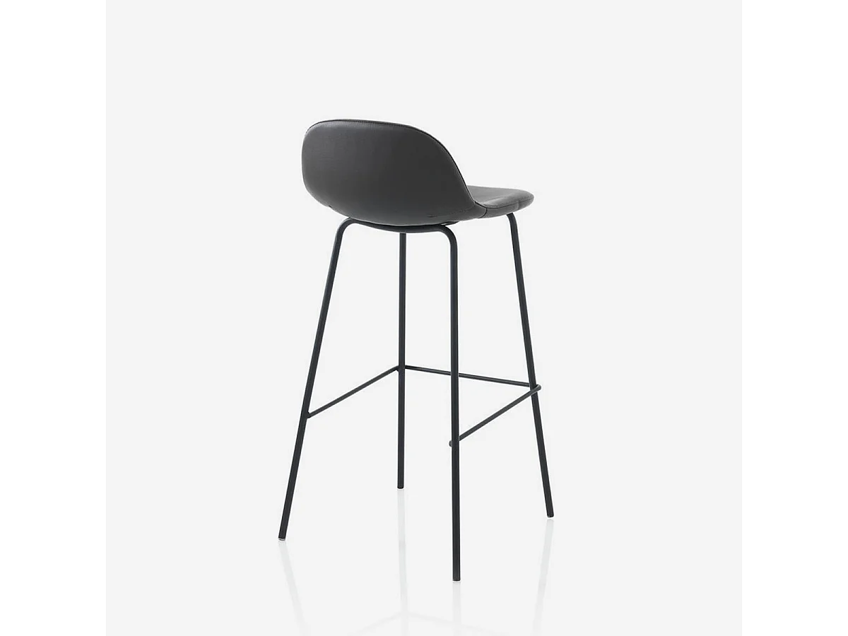 Set aus 2 gepolsterten Kunstleder- und Metallhockern Sting - Grau