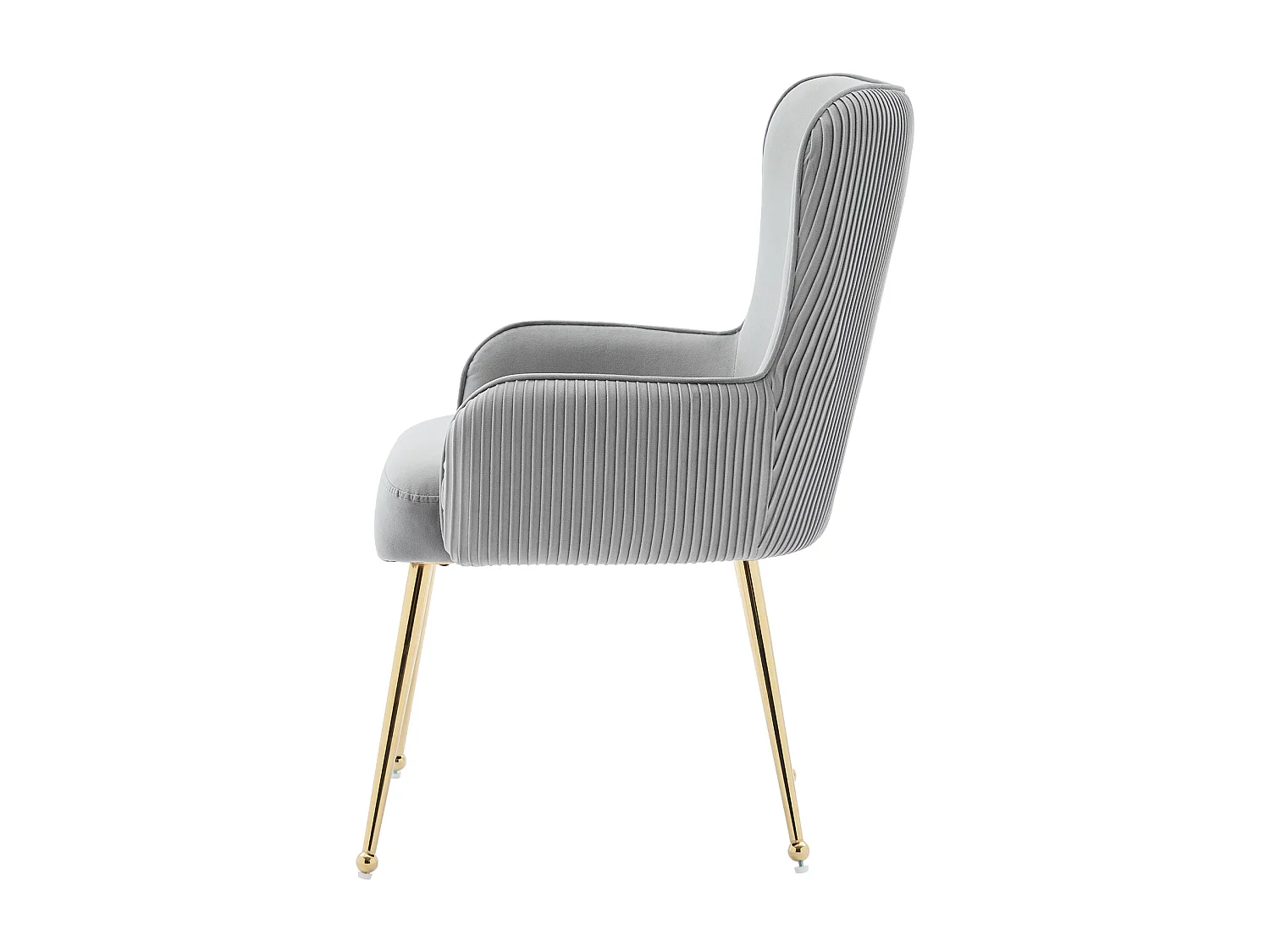 Chaise velours grise luxe avec accoudoirs pieds métal doré réglables salon chambre lounge lot de 2