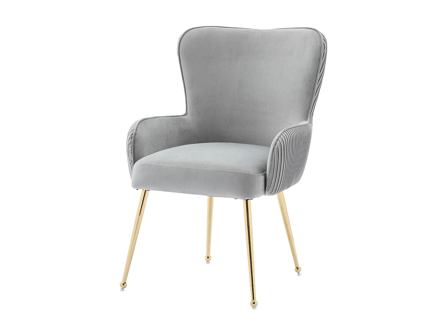 Chaise longue in velluto grigio lusso con accoudoirs pieds métal doré réglables salon chambre lounge lot de 4