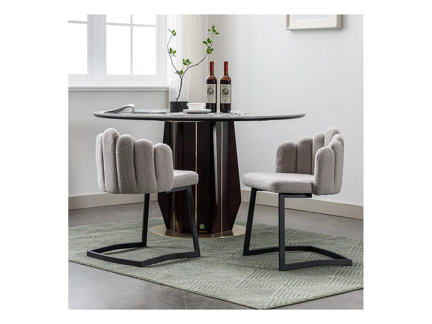 Chaise De Salle à Manger En Velours Synthétique, Set De 2, Chaise Moderne à Pied En I, Gris