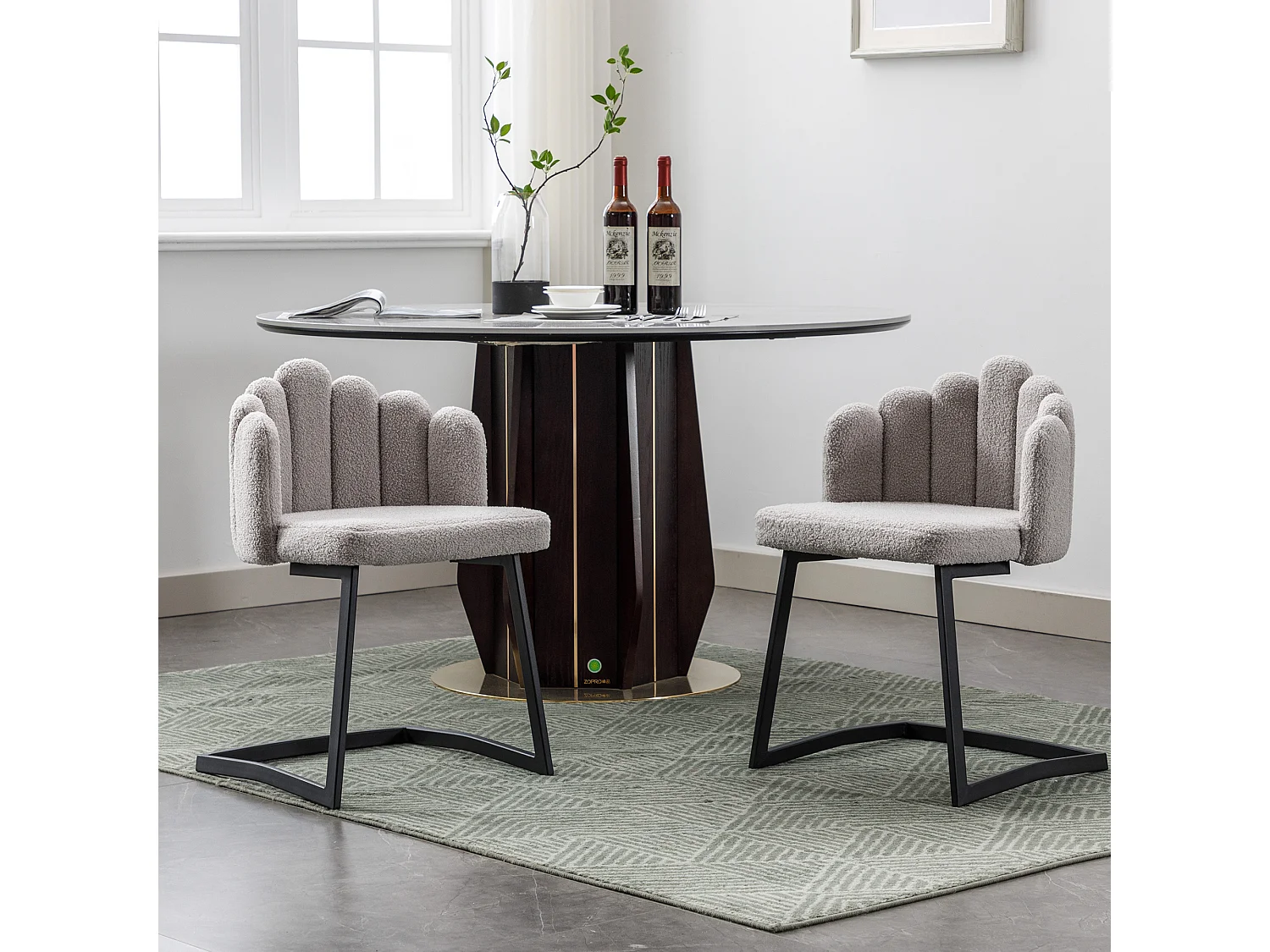 Chaise De Salle à Manger En Velours Synthétique, Set De 2, Chaise Moderne à Pied En I, Gris