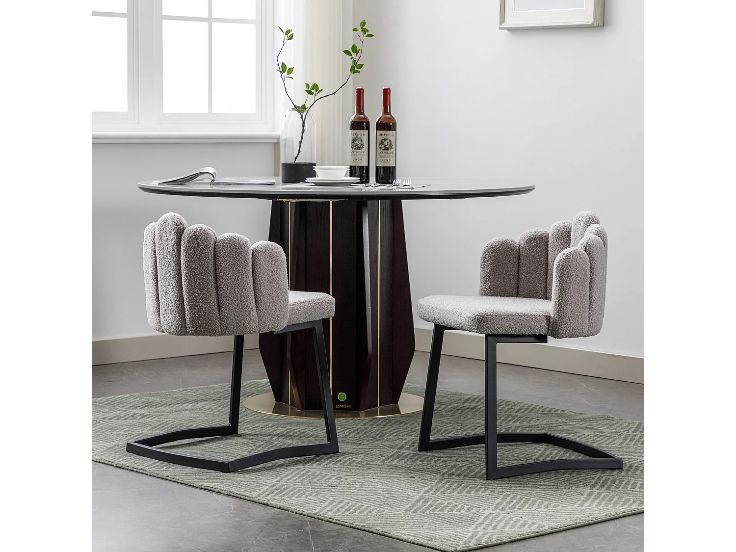 Chaise De Salle à Manger En Velours Synthétique, Set De 2, Chaise Moderne à Pied En I, Gris