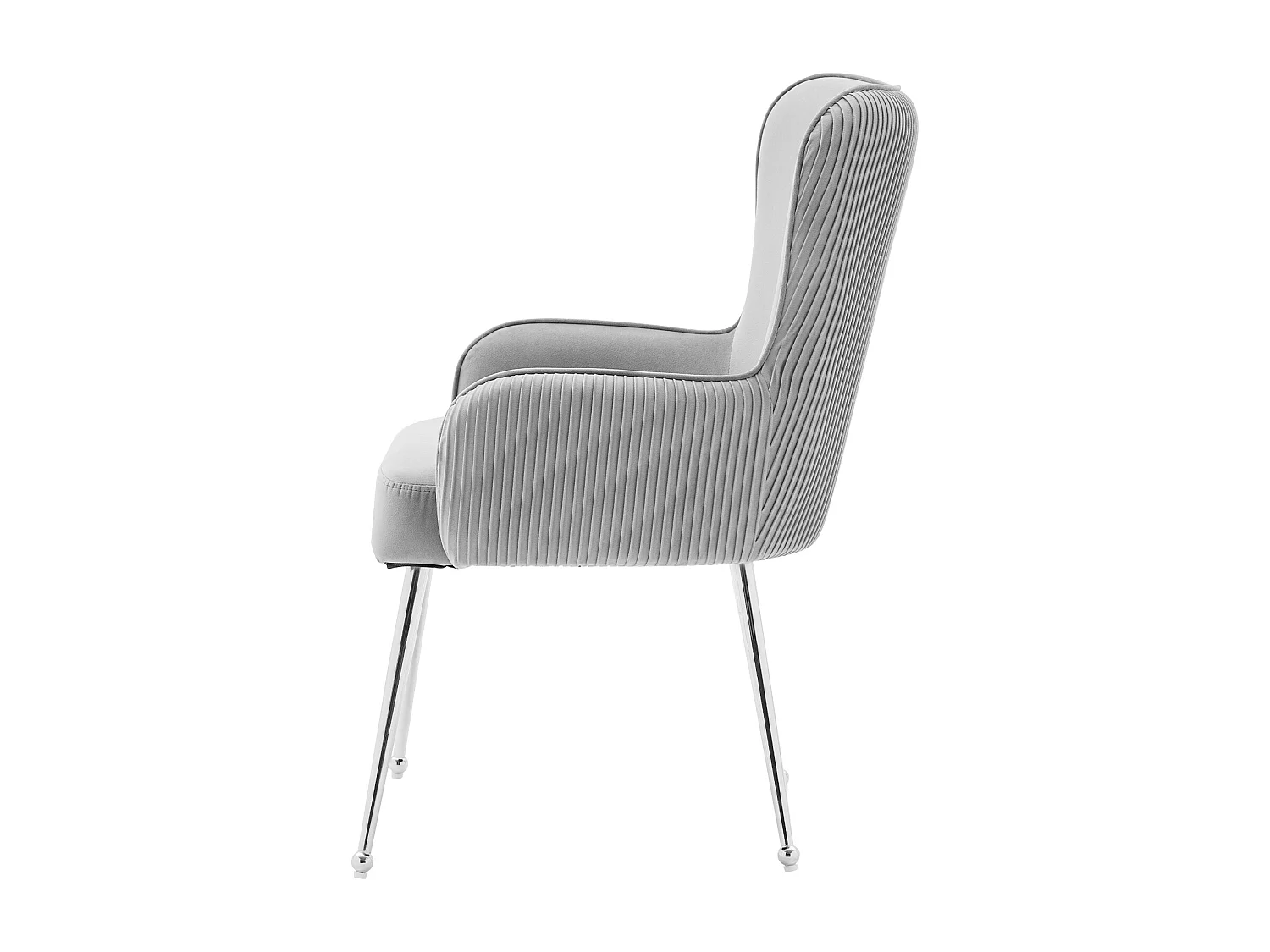 Chaise velours grise avec accoudoirs pieds métal argent réglables design lounge salon chambre lot de 2