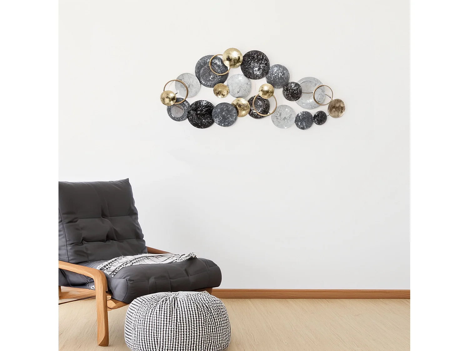 WELL HOME - Décoration murale ronde en métal 90,5x6,5x44cm - design moderne et élégant