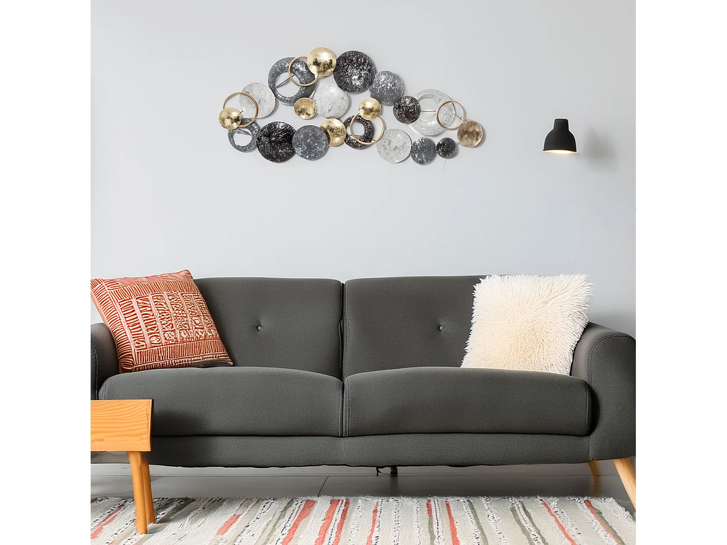 WELL HOME - Décoration murale ronde en métal 90,5x6,5x44cm - design moderne et élégant