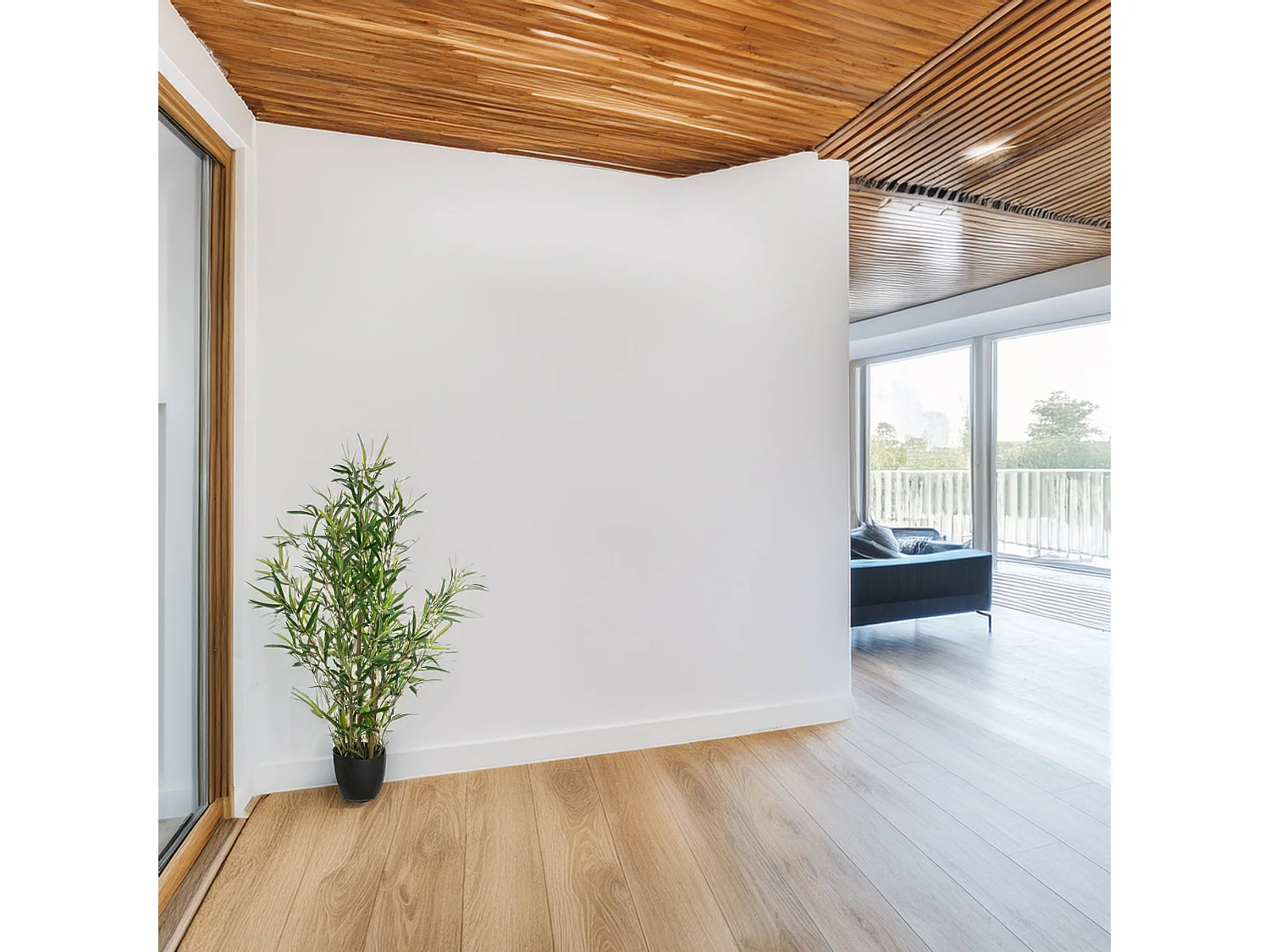 WELL HOME - Plante Bambou Artificielle H.90cm avec pot idéale pour la décoration