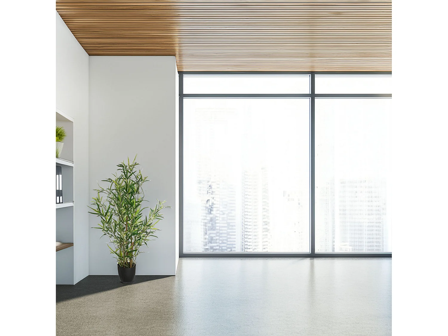 WELL HOME - Plante Bambou Artificielle H.90cm avec pot idéale pour la décoration