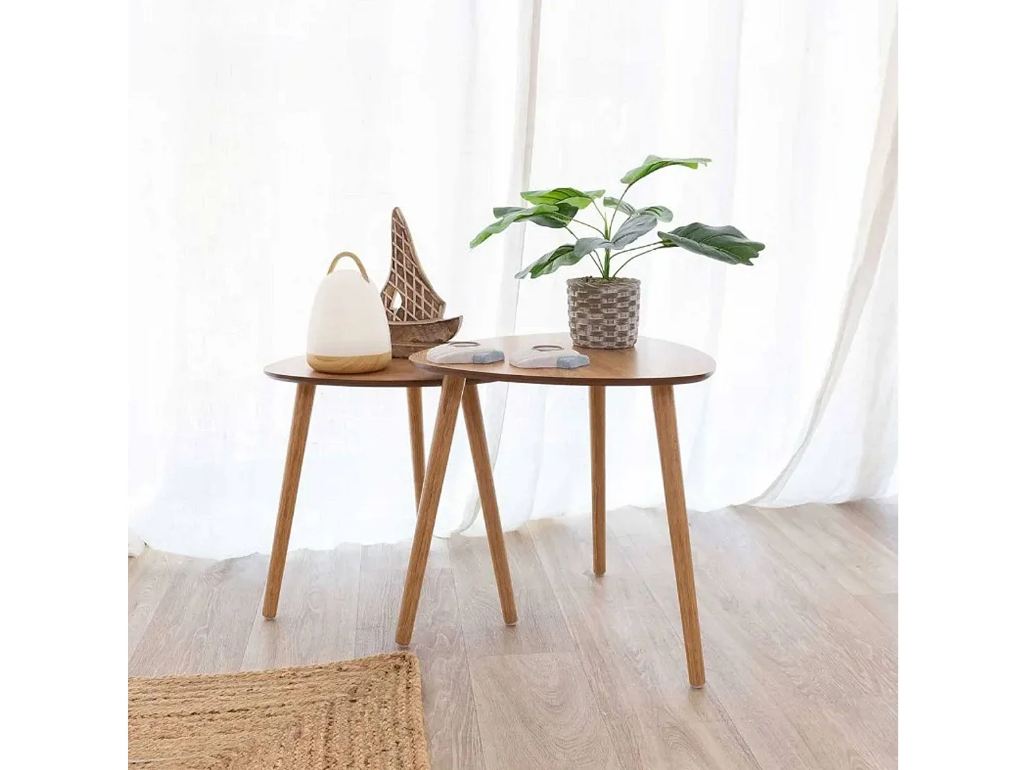 Well Home - Ensemble de 2 tables d'appoint avec plateau à bord incliné