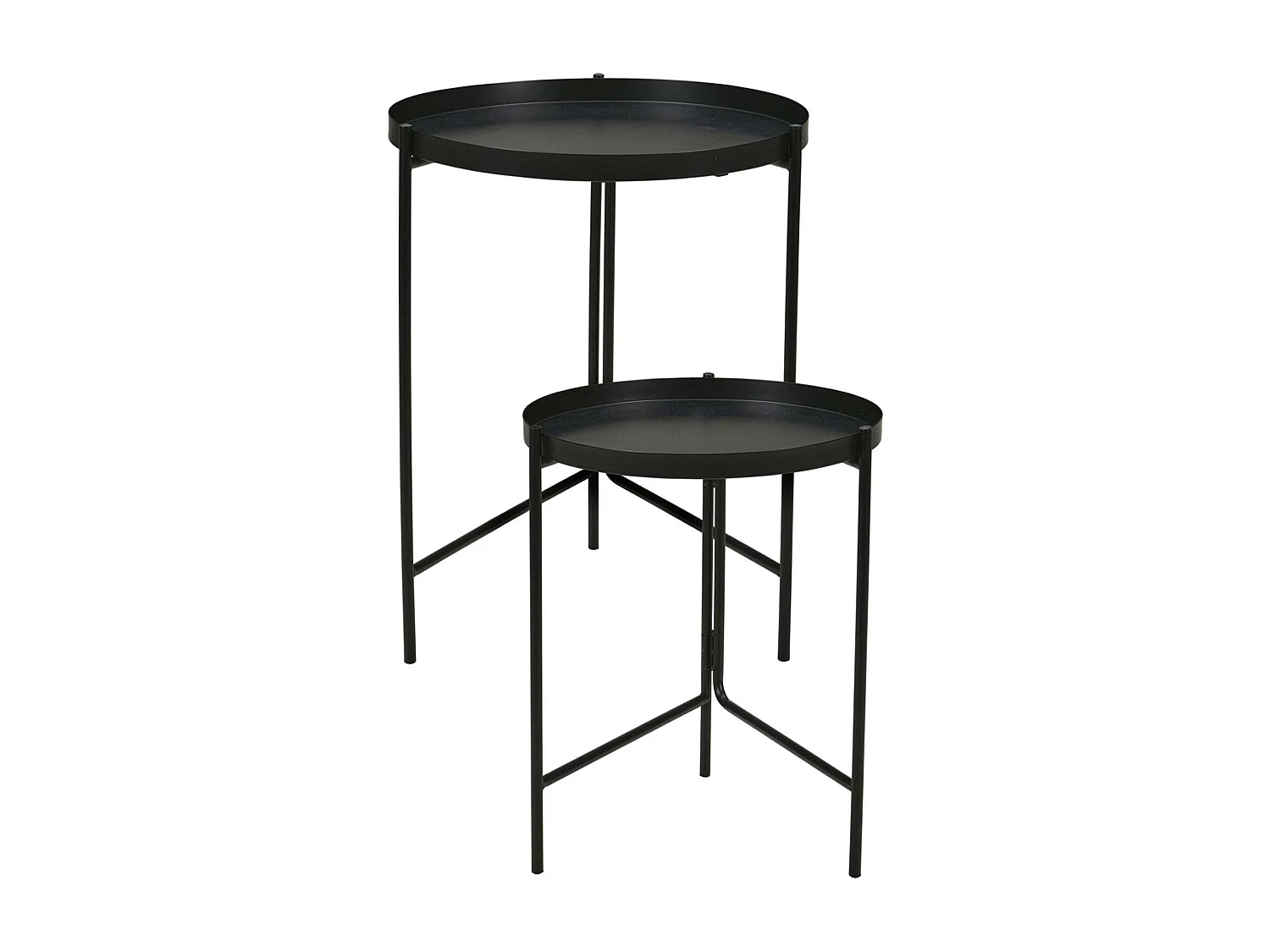 Well Home Set de 2 tables d'appoint rondes en métal noir Ø31 Ø36cm