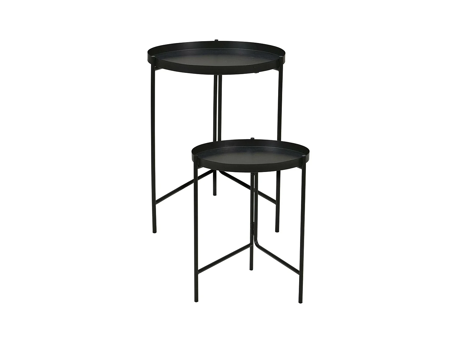 Well Home Set de 2 tables d'appoint rondes en métal noir Ø31 Ø36cm