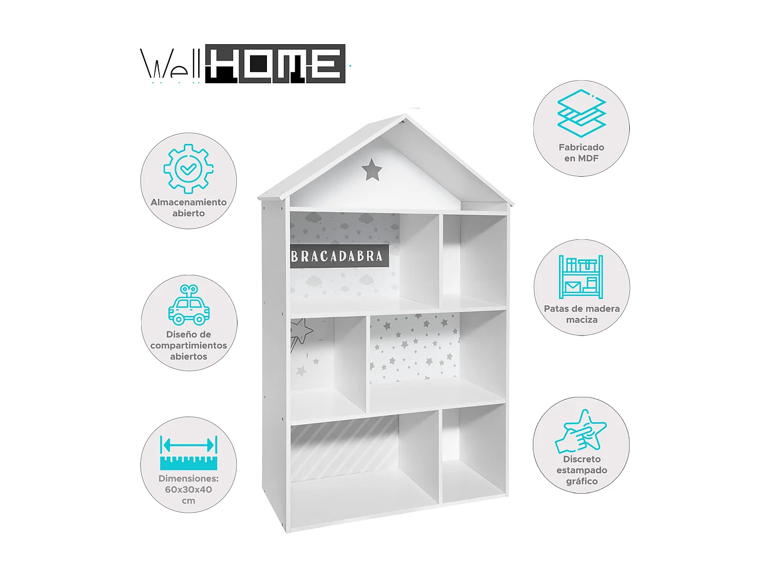 WELL HOME - Meuble de rangement enfant 2 compartiments
