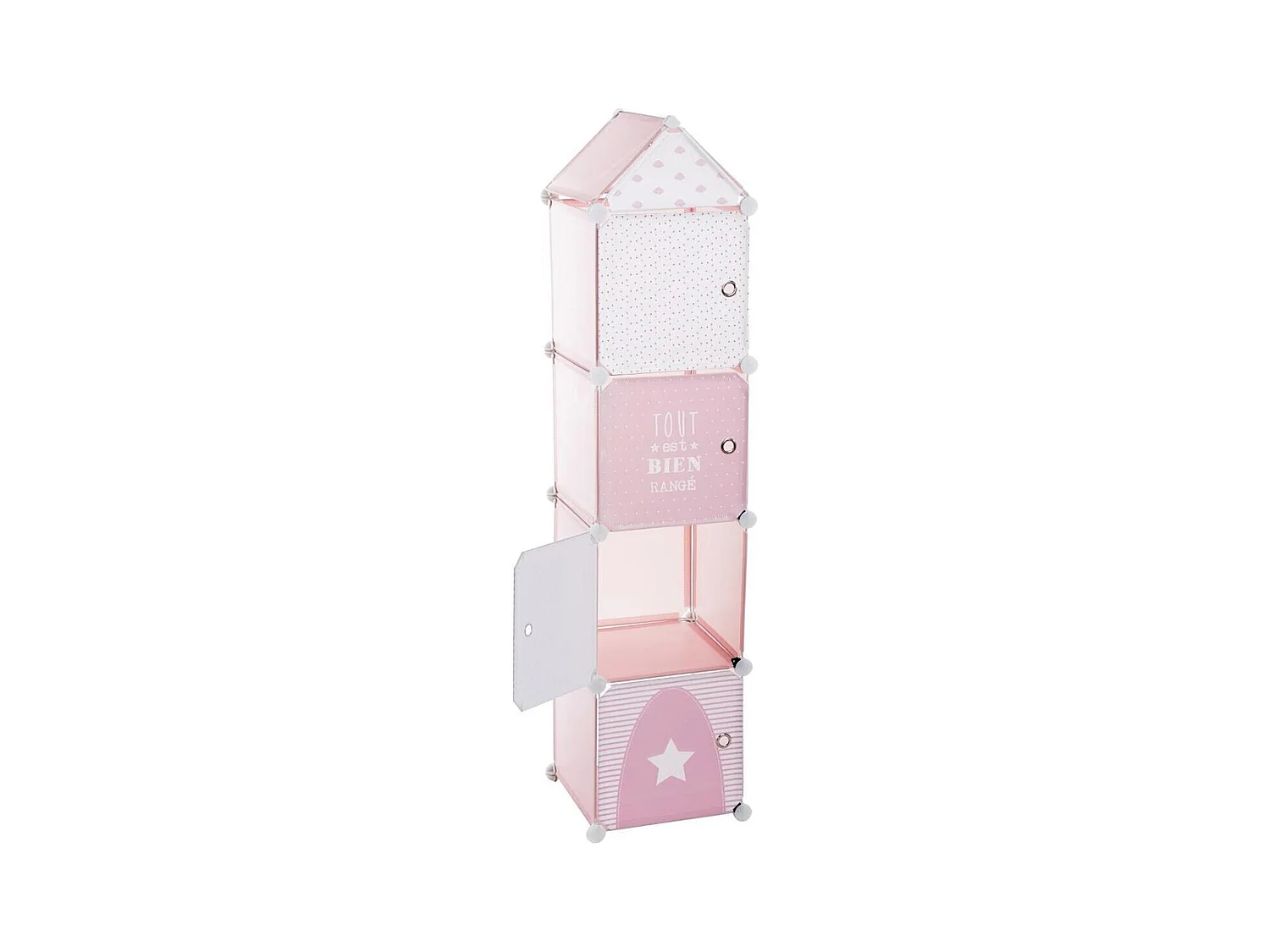 WELL HOME - Colonne étagère rose 34x31,5x139