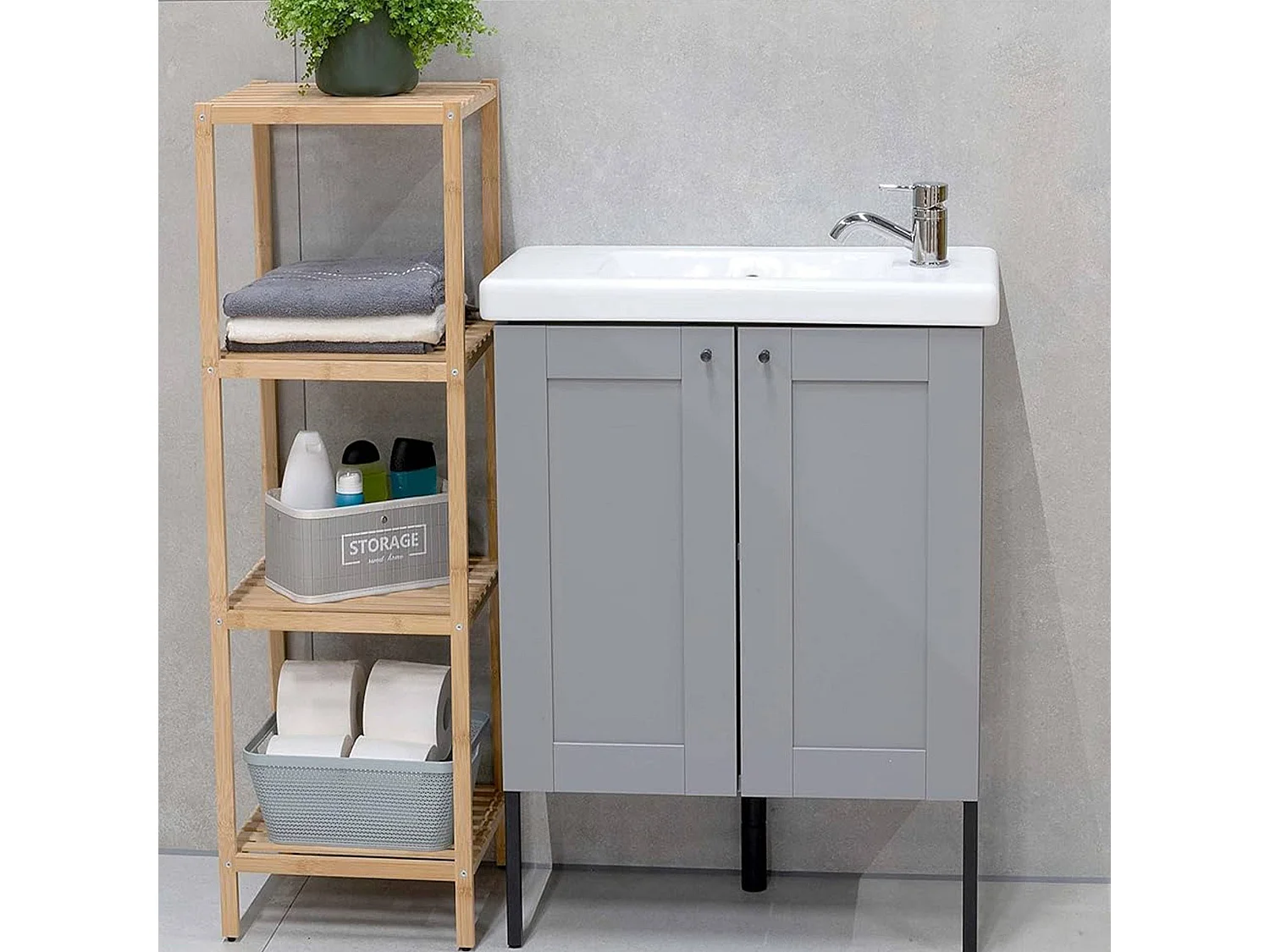 Etagère de rangement Well Home en bambou à 4 niveaux H.110cm