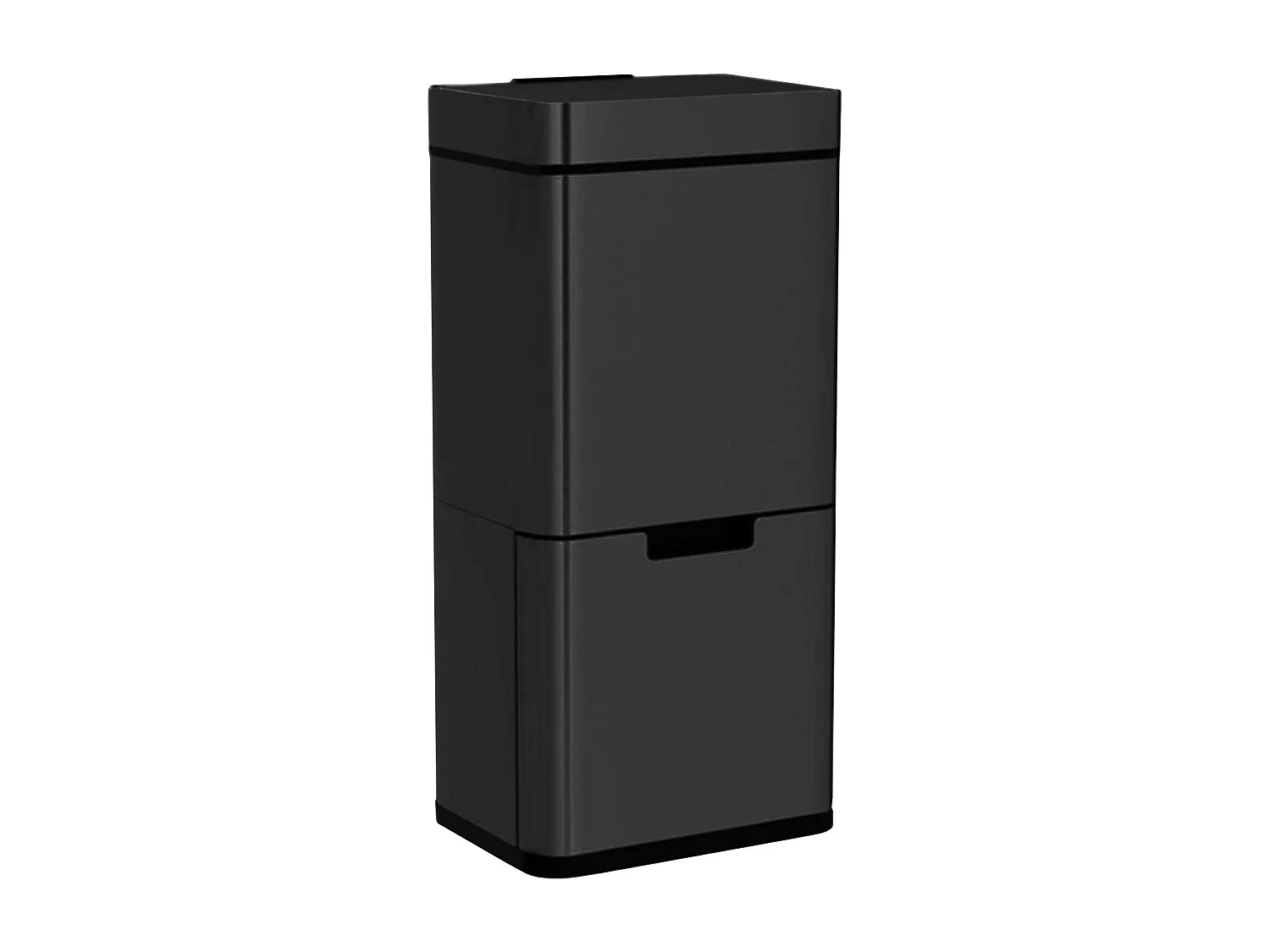 WELL HOME Poubelle de tri 62L (37L+25L), poubelle à 2 compartiments, ouverture automatique avec capteur, en inox, noir
