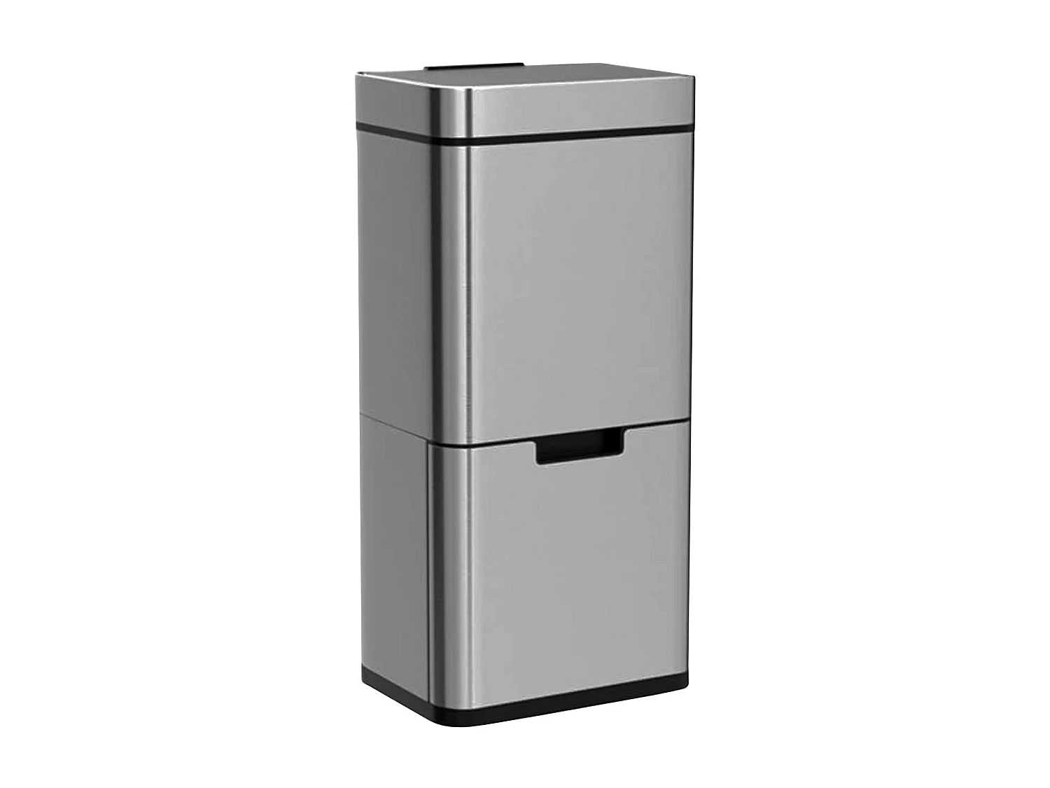 WELL HOME Poubelle de tri 62L (37L+25L), poubelle à 2 compartiments, ouverture automatique avec capteur, en inox, chromé