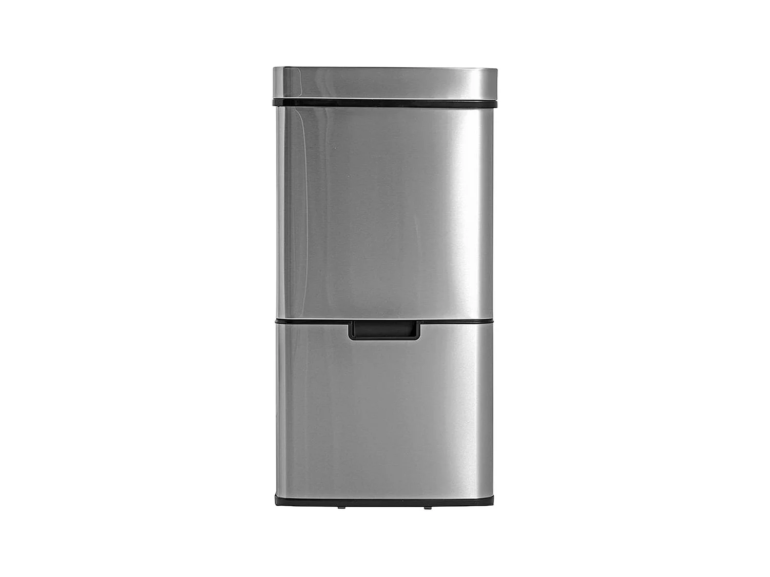 WELL HOME Poubelle de tri 62L (37L+25L), poubelle à 2 compartiments, ouverture automatique avec capteur, en inox, chromé