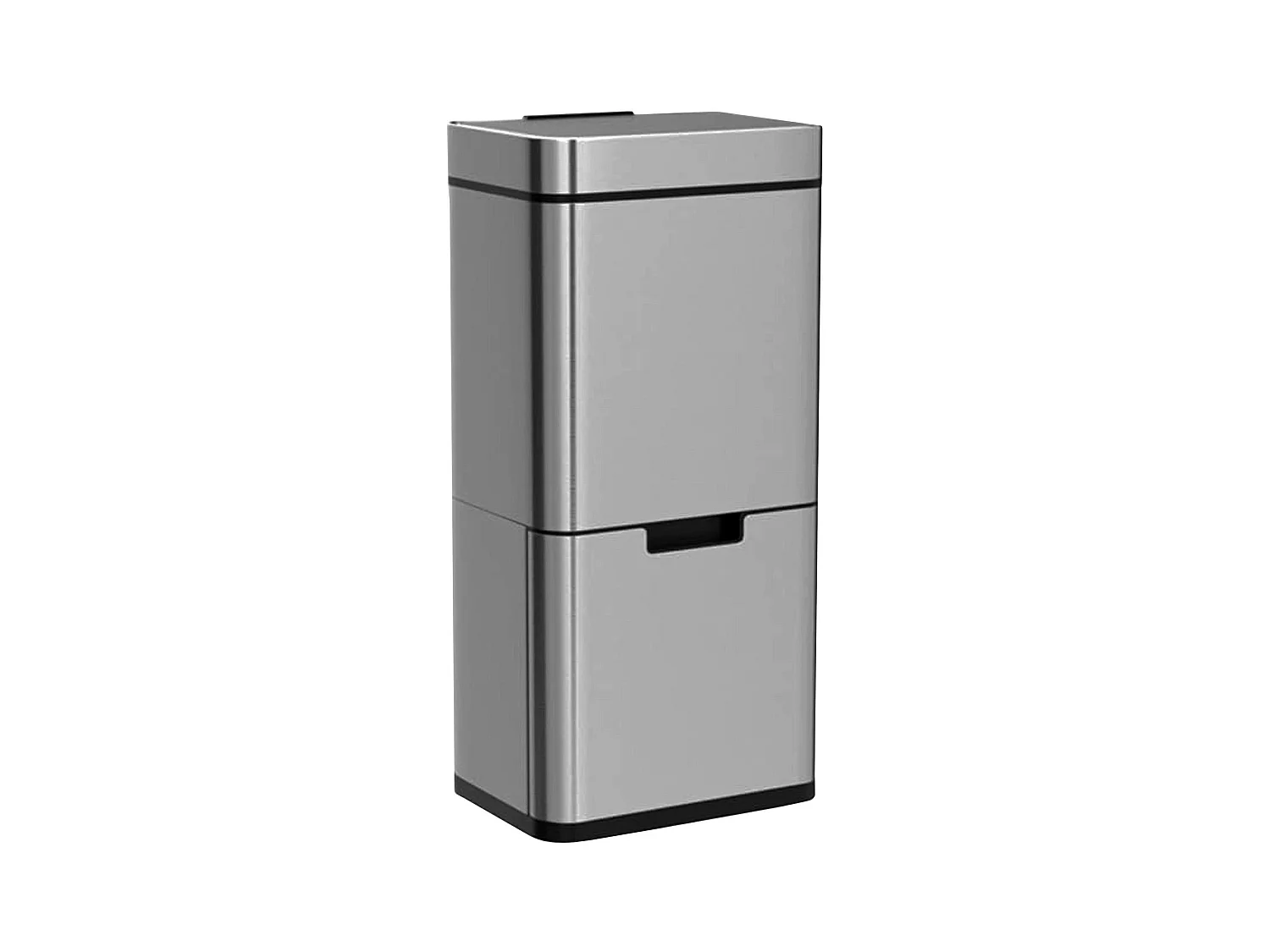 WELL HOME Poubelle de tri 62L (37L+25L), poubelle à 2 compartiments, ouverture automatique avec capteur, en inox, chromé