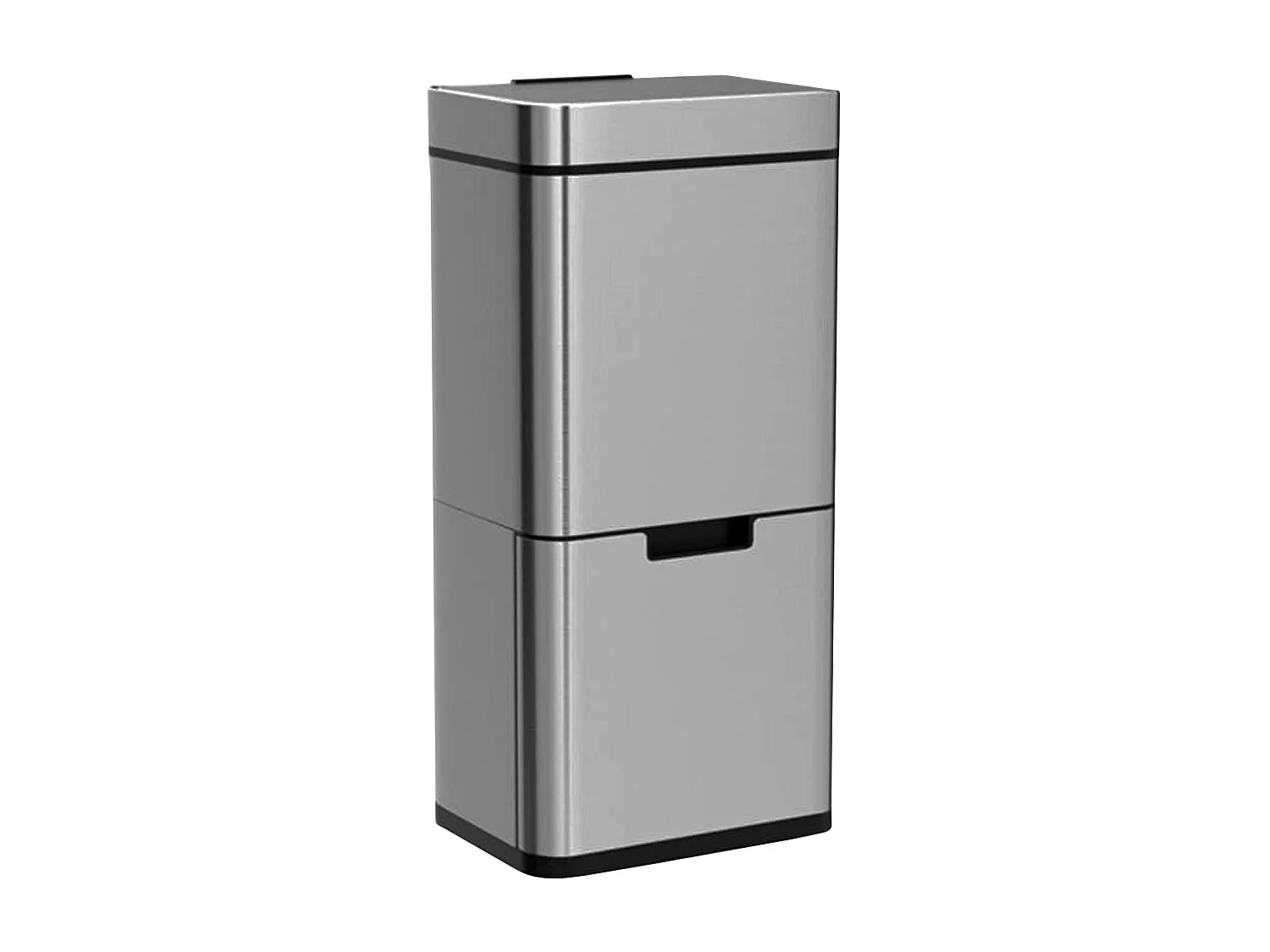 WELL HOME Poubelle de tri 72L (47L+25L), poubelle à 2 compartiments, ouverture automatique avec capteur, en inox, chromé