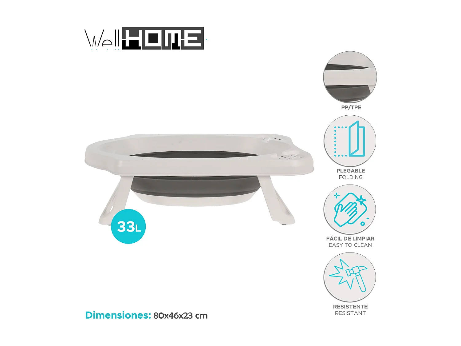 WELL HOME - Vasque par sac de 33 litres 80x46x23 cm