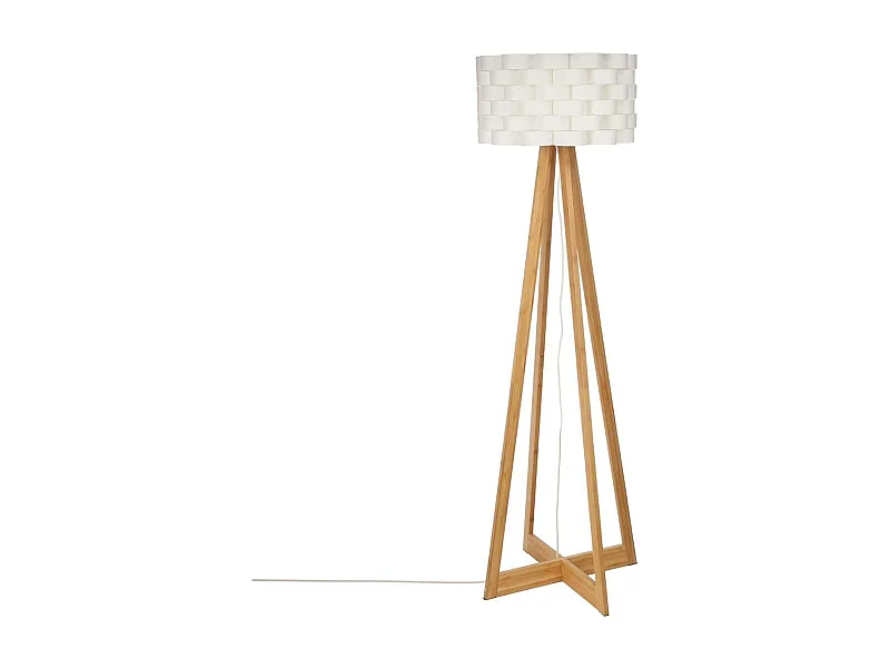 WELL HOME - Lampadaire en bambou blanc Ø50x150