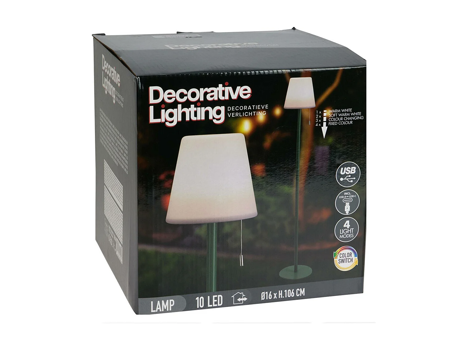 Lampe Well Home Ø16,5x106cm pour usage extérieur rechargeable