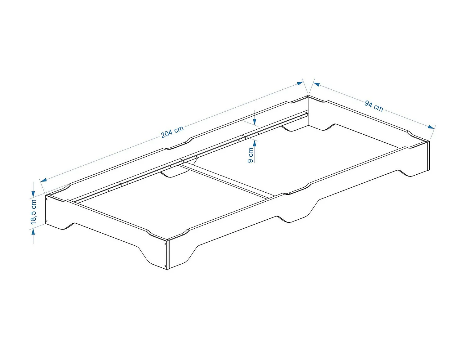 Lot de 2 lits superposables RONNY 90 x 200 cm couchage supplémentaire fonctionnel en pin massif vernis naturel