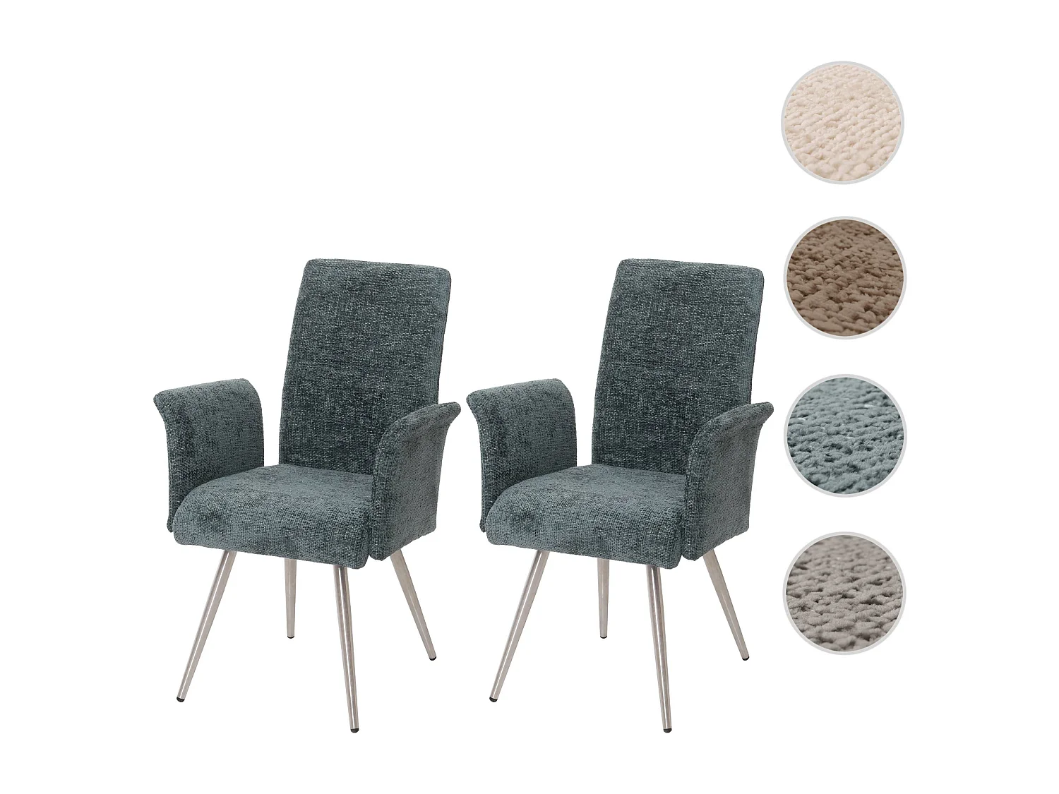 Eetkamerstoel MCW-G55 (set van 2),  blauw-groen