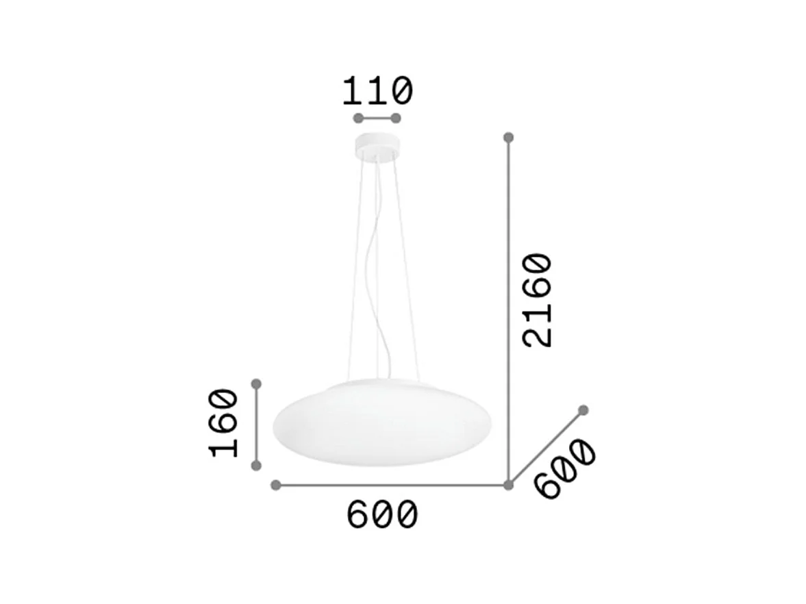 Ideal Lux Smarties Bianco Grand plafond suspendu à 5 ampoules blanc, E27