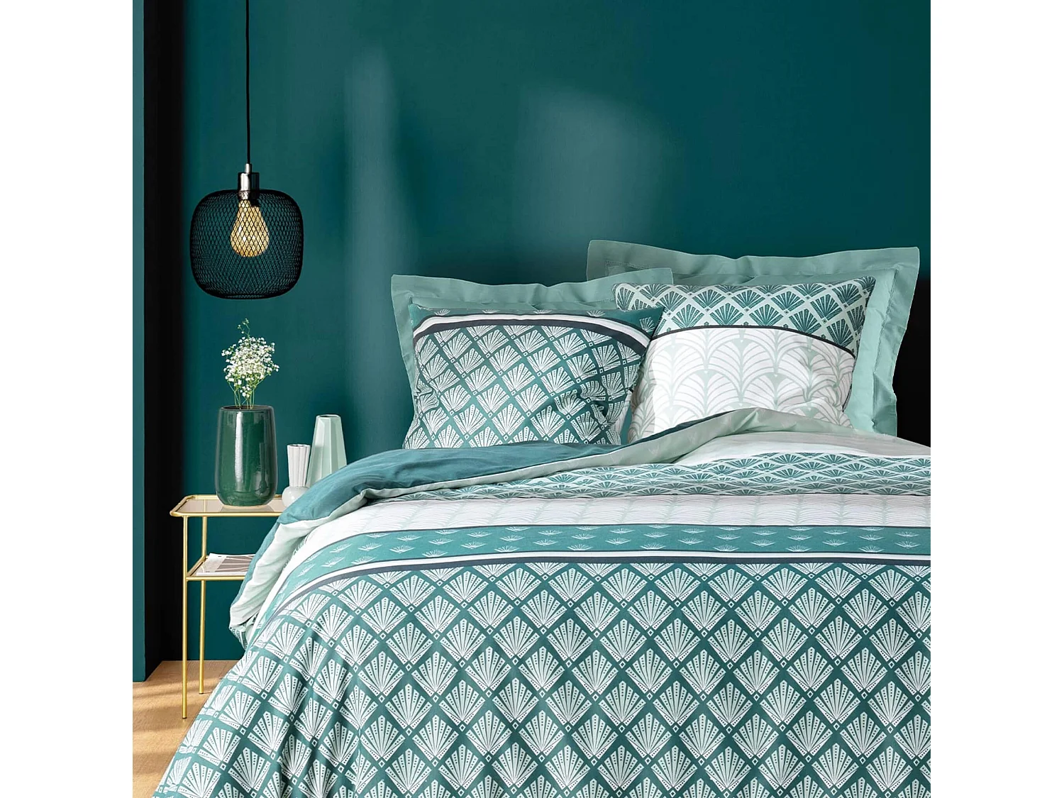 Juego de cama de 3 Piezas Stria Esmeralda 240 x 220 cm