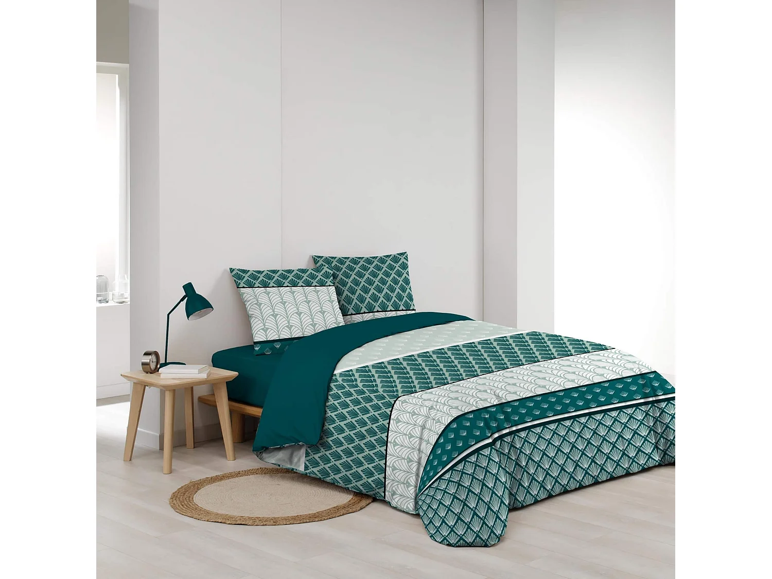 Juego de cama de 3 Piezas Stria Esmeralda 240 x 220 cm