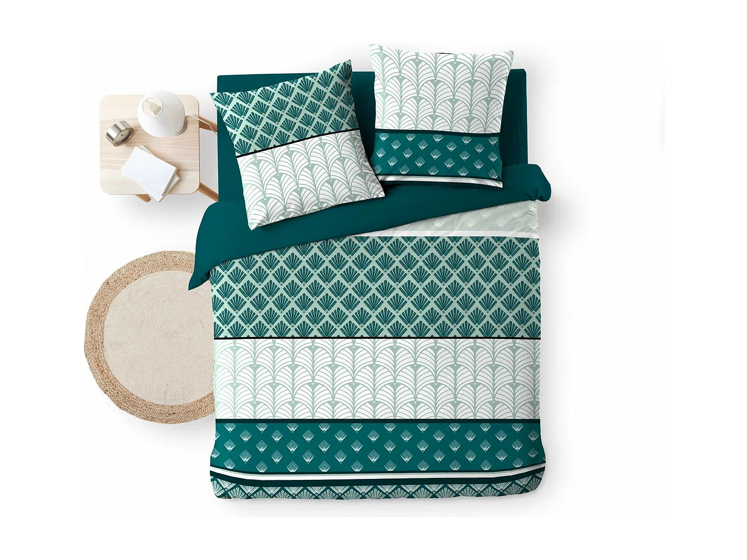 Juego de cama de 3 Piezas Stria Esmeralda 240 x 220 cm