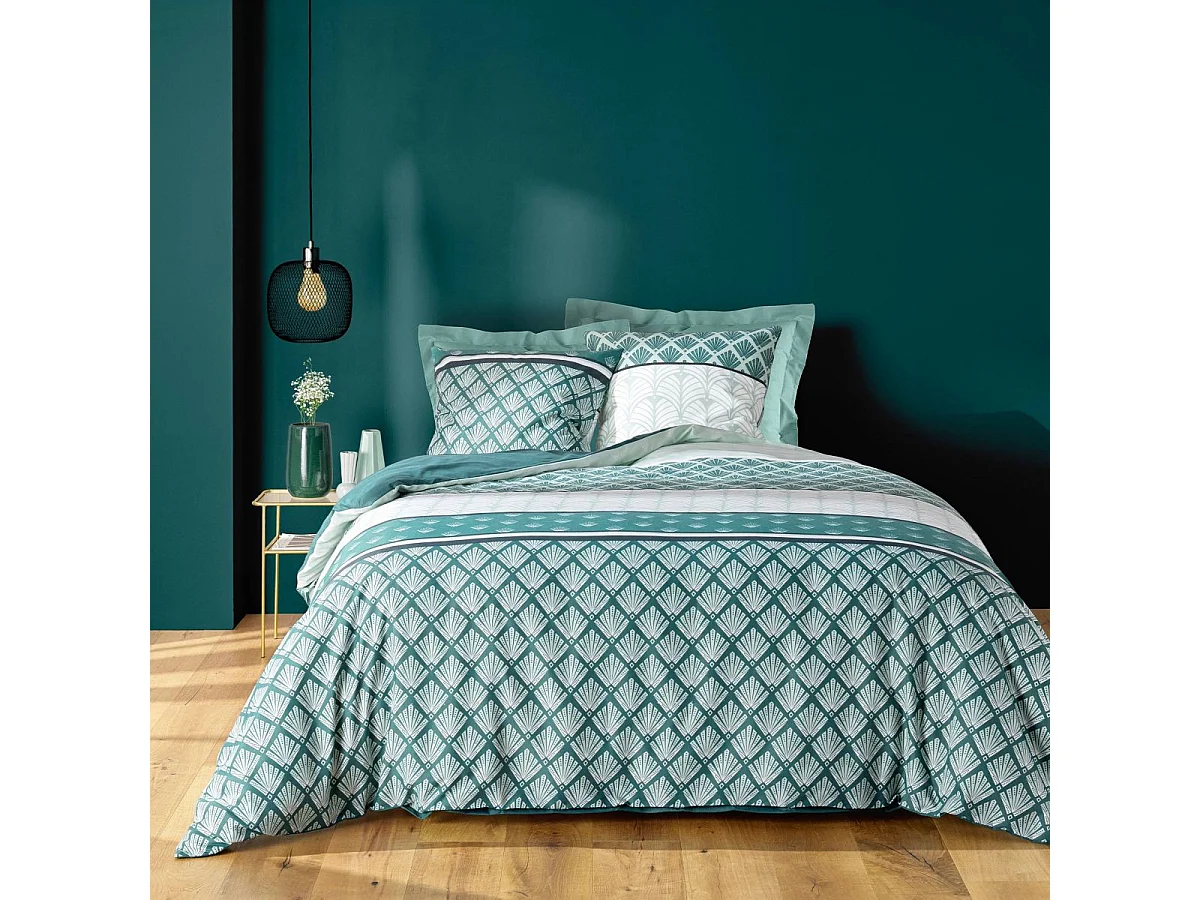 Parure de Lit 3 Pièces "Stria" 240x220cm Émeraude