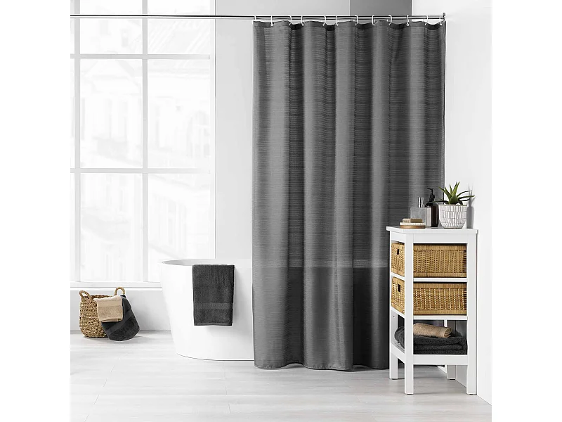 Cortina de ducha lisa con ganchos 180 x 200 cm