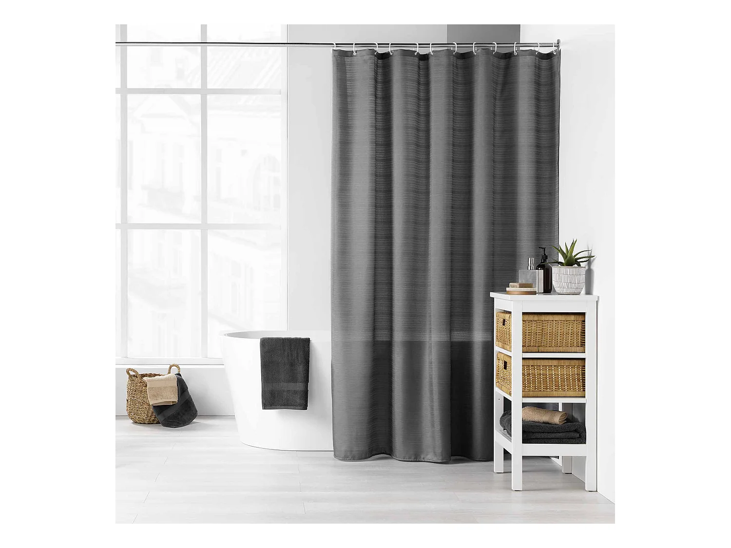 Rideau de Douche Uni "Yaline" 180x200cm Anthracite