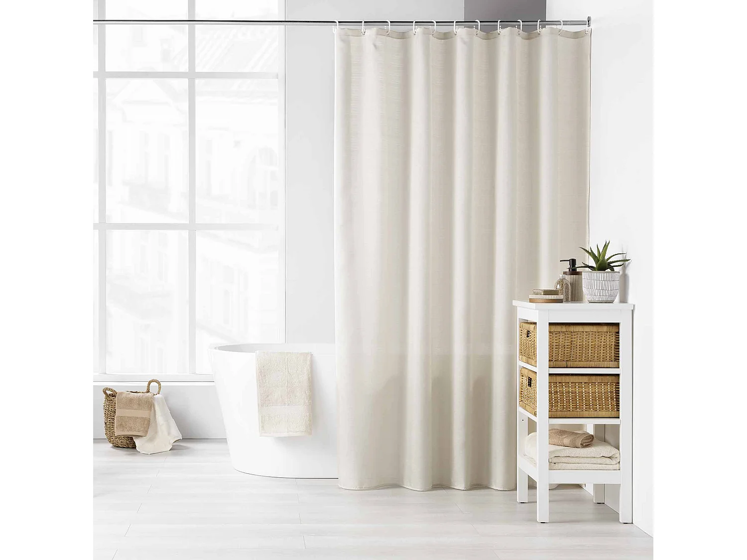 Duschvorhang in Uni-Farbe mit Haken 180 x 200 cm