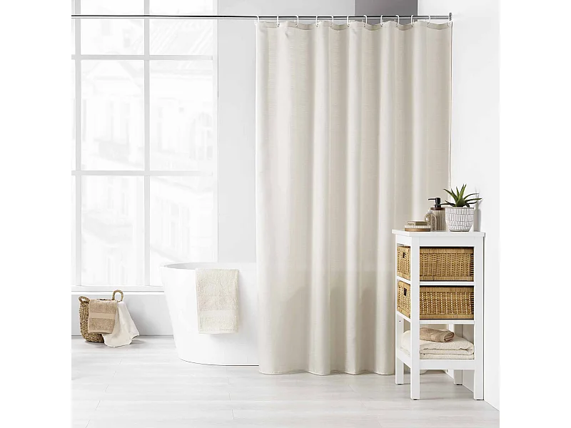 Cortina de ducha lisa con ganchos 180 x 200 cm