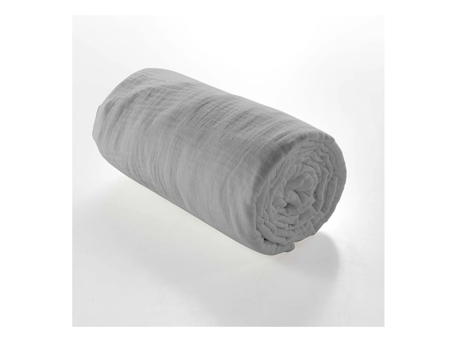 Drap housse 140x190 double gaze de coton gris Douceur d'intérieur Angelia