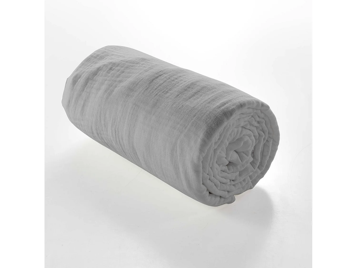 Drap housse 140x190 double gaze de coton gris Douceur d'intérieur Angelia