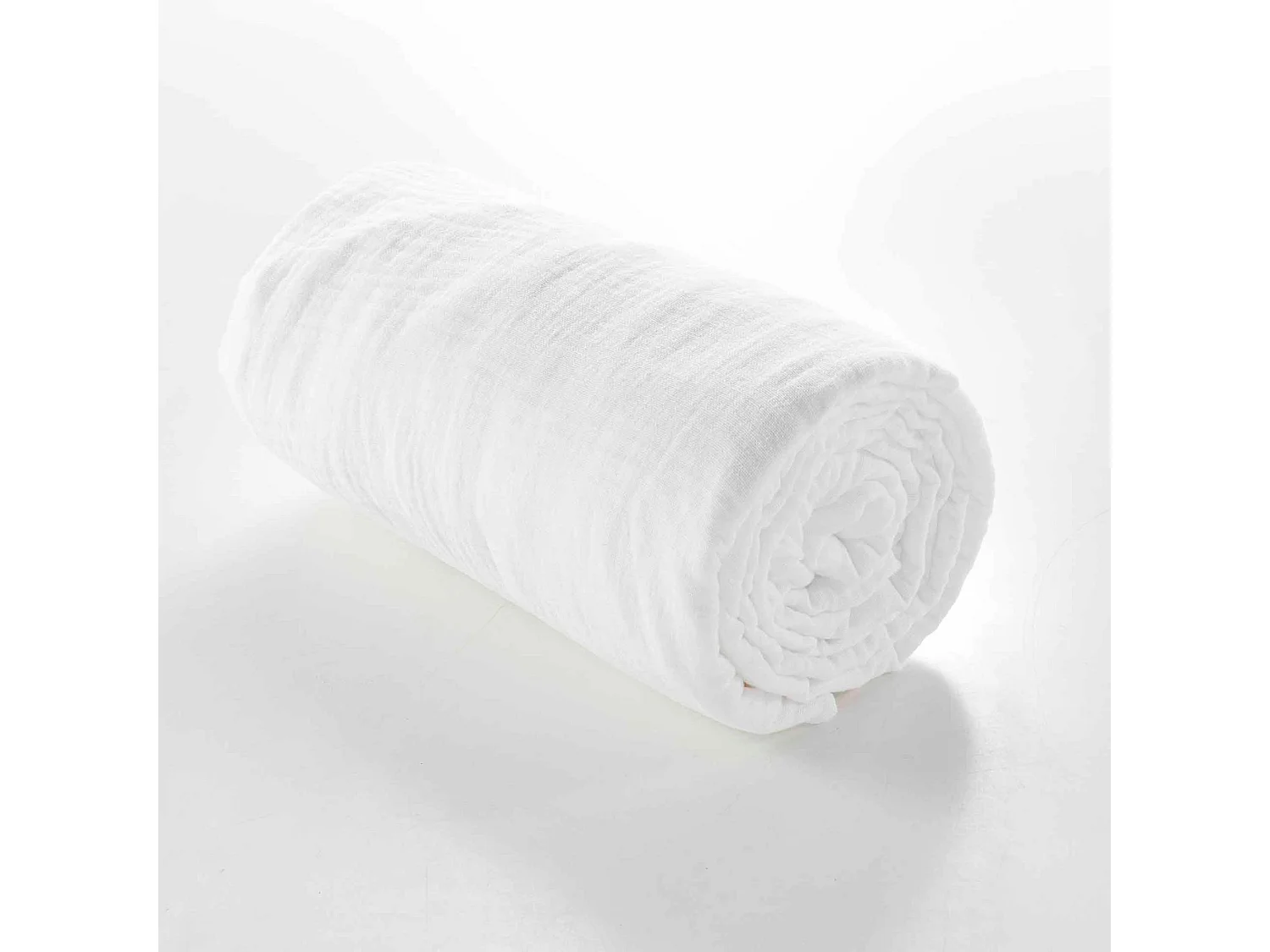 Drap housse 160x200 double gaze de coton blanc Douceur d'intérieur Angelia