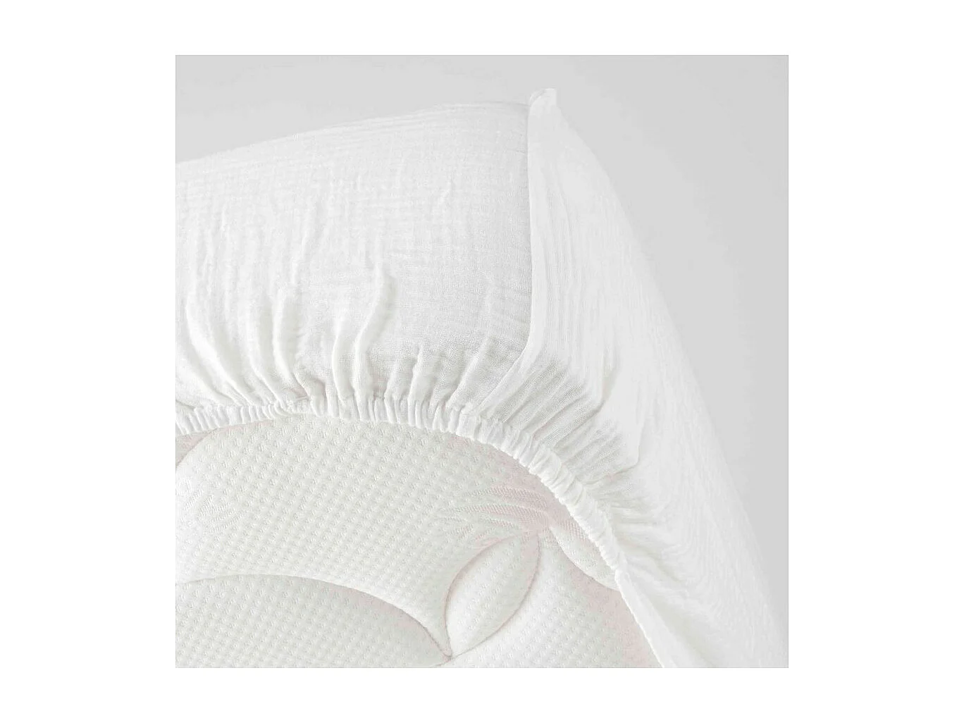 Drap housse 160x200 double gaze de coton blanc Douceur d'intérieur Angelia