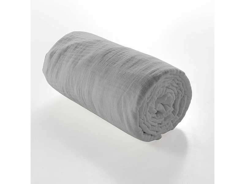 Hoeslaken Dubbele Gaze van Katoen Angelia 160x200 Grijs - Zachtheid en Optimaal Comfort