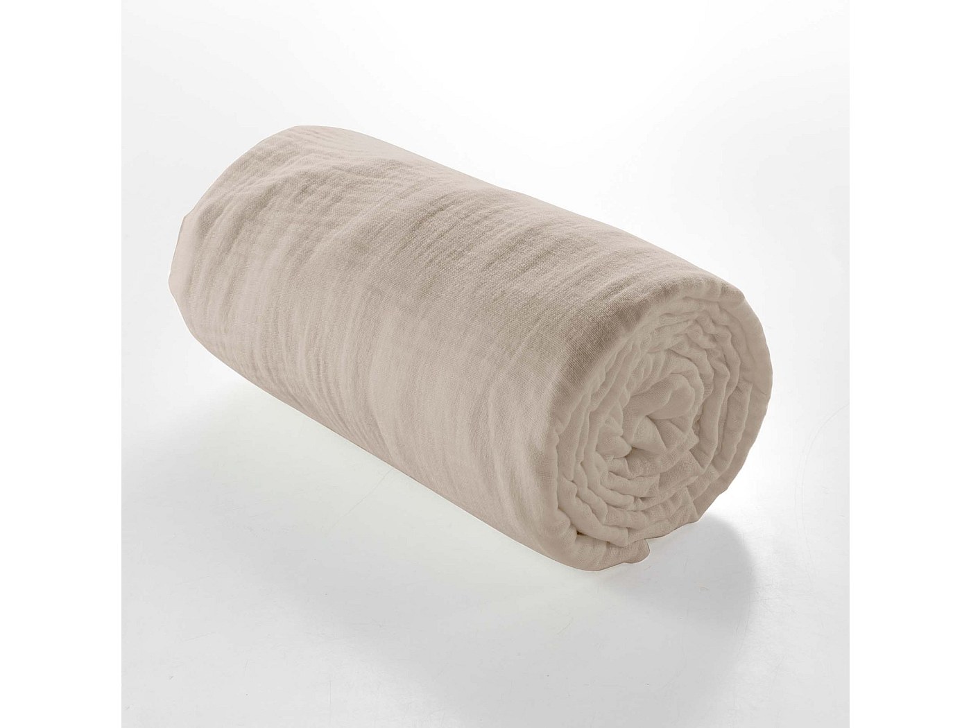 Parure housse de couette gaze de coton ANGELIA sable 240x260cm