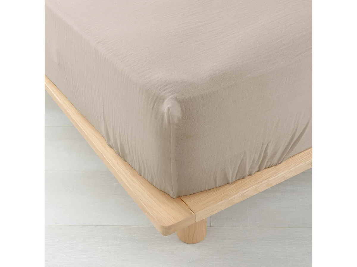 Drap Housse en Gaze de Coton "Angelia" 140x190cm Sable