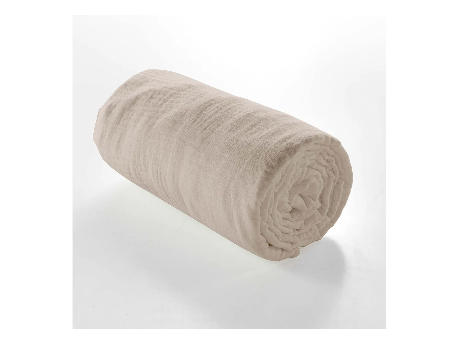 Drap housse 160x200 double gaze de coton sable Douceur d'intérieur Angelia
