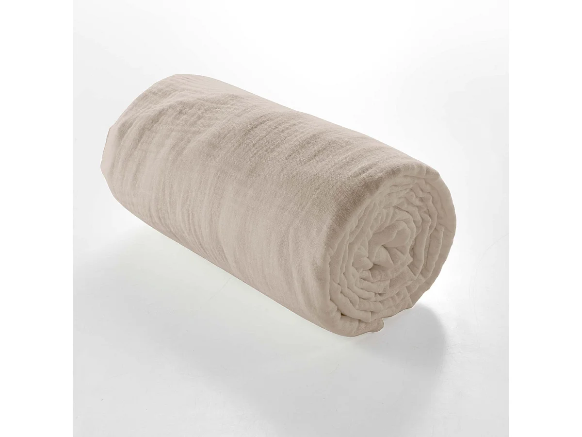 Hoeslaken Dubbele Gaze van Katoen Angelia 160x200 Zand - Natuurlijke Zachtheid en Optimaal Comfort