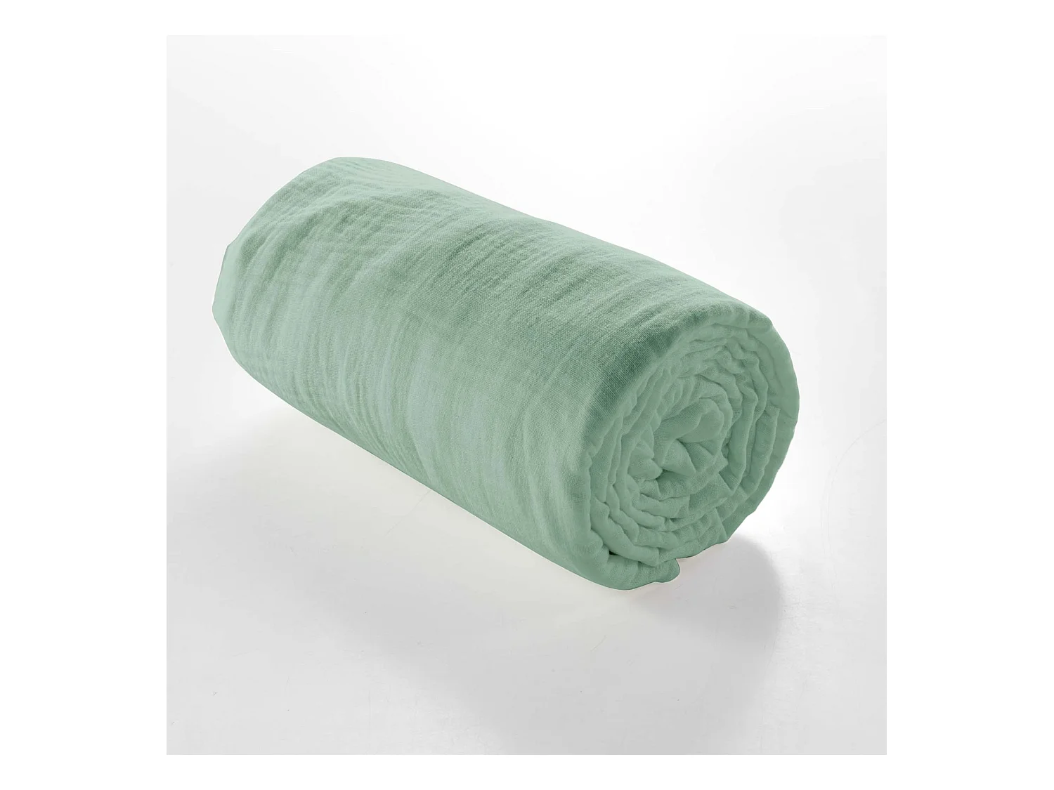 Drap housse 140x190 double gaze de coton sauge Douceur d'intérieur Angelia