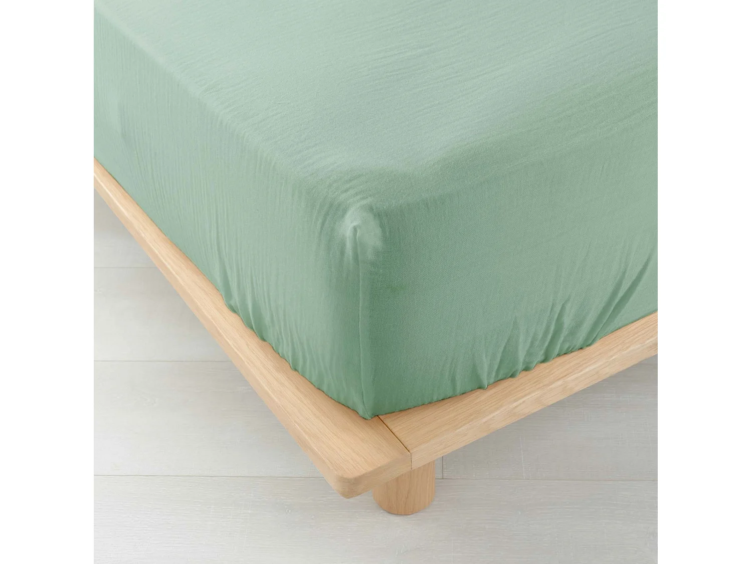 Hoeslaken Dubbele Gaze van Katoen Angelia 160x200 Salie - Zachtheid en Natuurlijk Comfort